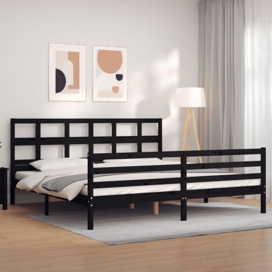 Sengeramme med hodegavl svart 200x200 cm heltre 3194855