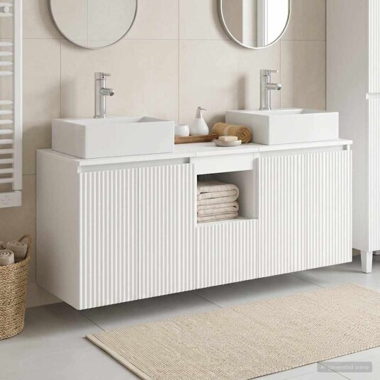 vidaXL Baderomsskapsett 3 stk. Hvit 49,5 x 41 x 62,5 cm Konstruert tre vidaXL Baderomsskapsett 3 stk. Hvit 49,5 x 41 x 62,5 cm Konstruert tre