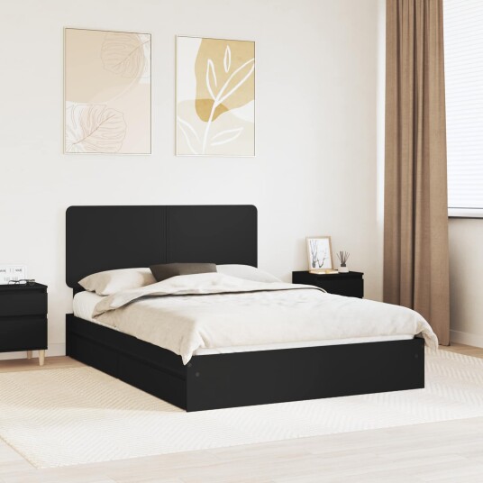 Seng med Oppbevaring Svart 150 x 200 cm Konstruert tre