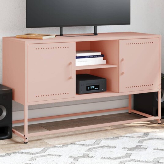 TV-benk rosa 100,5x39x60,5 cm stål 846513