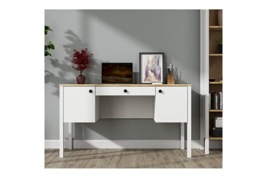 Omryn Skrivebord 60x132 cm Natur/Hvit