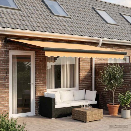 vidaXL Uttrekkbar markise sand 400 × 300 cm Stoff og Metall