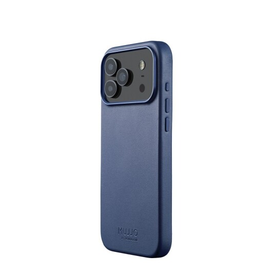 Mujjo MagSafe lærdeksel i Monaco Blue for iPhone 17 Pro Max