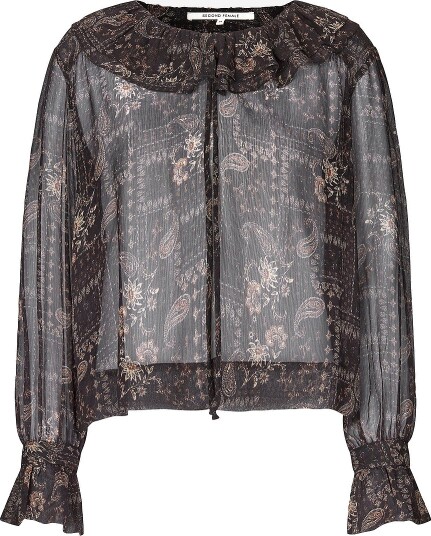 Second Female Bluse Paislia Frill Blouse Svart Second Female Bluse Paislia Frill Blouse Svart