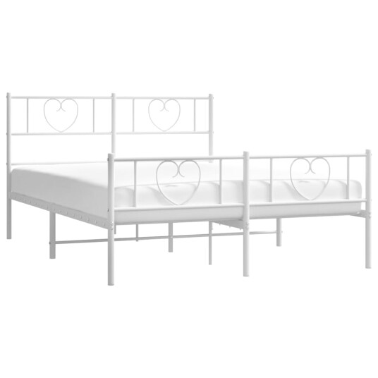  Sengeramme i metall med hodeog fotgavl hvit 140x200 cm