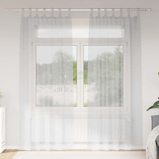 Gardiner med gardiner 2 pcs Lysegrå Polyester