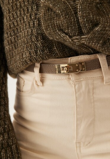 Latalia Leather Belt With Turn Lock Latalia Leather Belt With Turn Lock