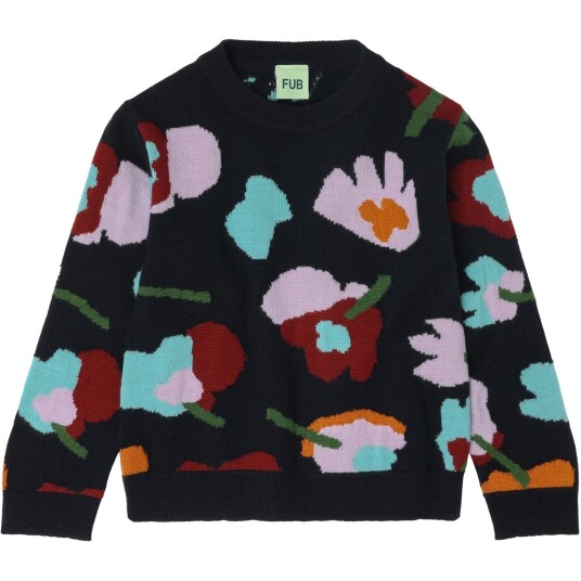 FUB Dark Navy Jaquard Sweater 100 FUB Dark Navy Jaquard Sweater 100