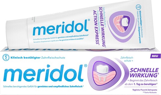 Meridol Express Action Tannkrem for irritert og følsomt tannkjøtt hurtig virkning 75 ml.
