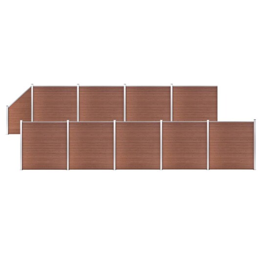 vidaXL Gjerdesett WPC 9 firkantet + 1 slisset 1657x186 cm brun