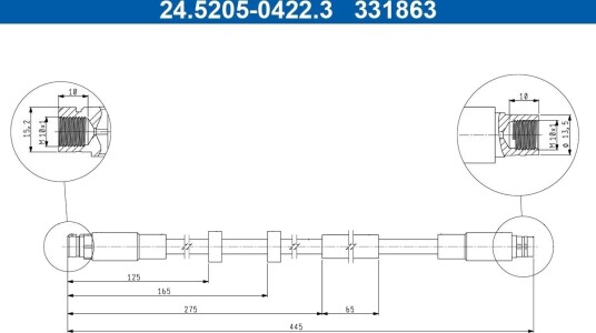 ATE 24.5205 0422.3 Bremseslange ATE 24.5205 0422.3 Bremseslange