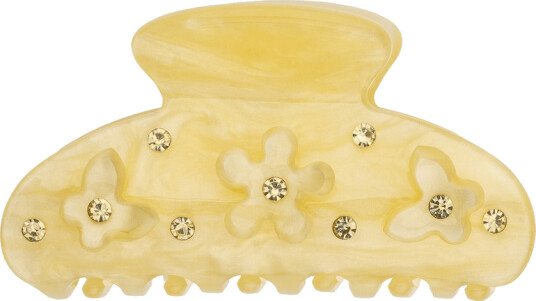 DARK Flower & Butterfly Hair Claw Small Pale Yellow DARK Flower & Butterfly Hair Claw Small Pale Yellow