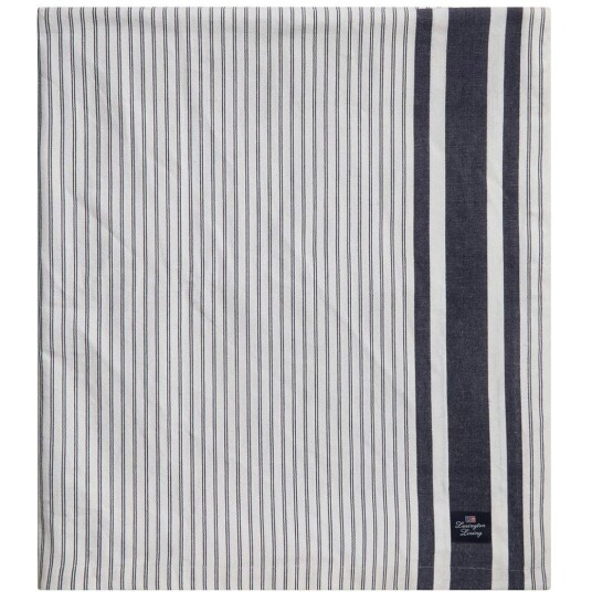 Lexington Icons Striped Organic Cotton Oxford Duk 180x180 cm Hvit / Dress Blue