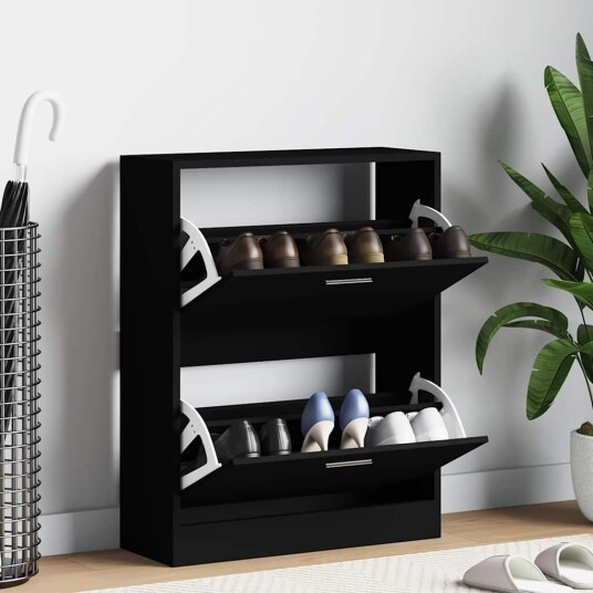 vidaXL Skoskap svart 63x24x81 cm konstruert tre