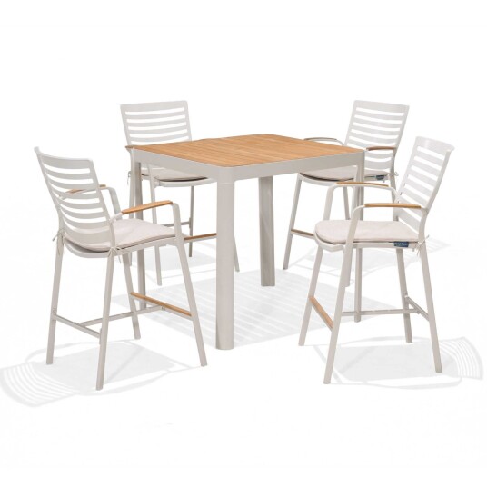 Lifestyle Garden Portals bargruppe Teak/hvit 4 stoler & bord 95x95 cm