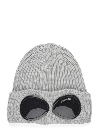 C.P. Company Merino Wool Goggle Beanie Grey ONE SIZE C.P. Company Merino Wool Goggle Beanie Grey ONE SIZE