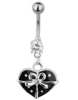 Gift Wrapped Heart Navlepiercing Svart