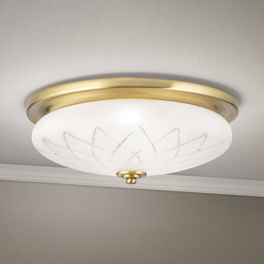 Orion Taklampe Porto dimbar Bronse / messing Stue / spisestue Glass Antikk