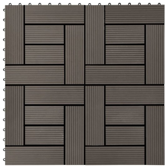 Terrassebord 22 stk 30x30 cm 2 kvm WPC mørkebrun