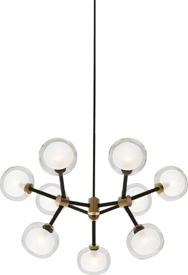 TOOY Nabila 552.19L Lysekrone Sort/ Børstet Messing/ Klar Glass
