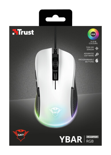 Trust Gaming GXT 922W YBAR - Mus - Optisk - 6 - Hvit Trust Gaming GXT 922W YBAR - Mus - Optisk - 6 - Hvit