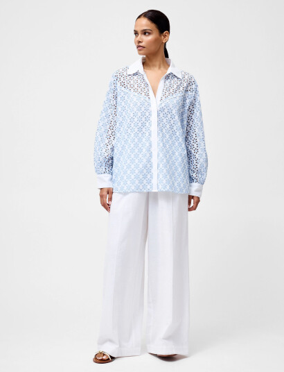 French Connection Galina Cotton Embroidered Shir - Multi/patterned - XS