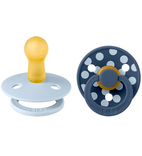 BIBS Colour Smokker Str. 1 Rund 2 pack Baby Blue/Steel B BIBS 0 6 md Smokk Blå