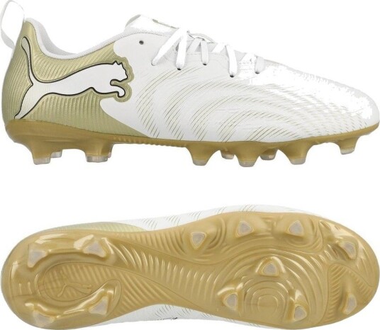 PUMA Future 9 Play Fg/ag White Gold   PUMA White/metallisk Gull/PUMA Svart Barn størrelse 38½