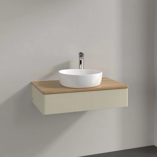 Villeroy & Boch Antao Servantskap med 1 skuff 80x50x19 cm u/lys Grå Matt/Eik Villeroy & Boch Antao Servantskap med 1 skuff 80x50x19 cm u/lys Grå Matt/Eik