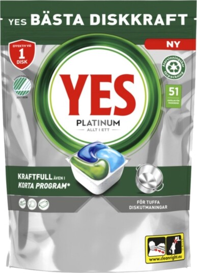 YES Platinum All in One Maskinoppvask 51 stk. YES Platinum All in One Maskinoppvask 51 stk.