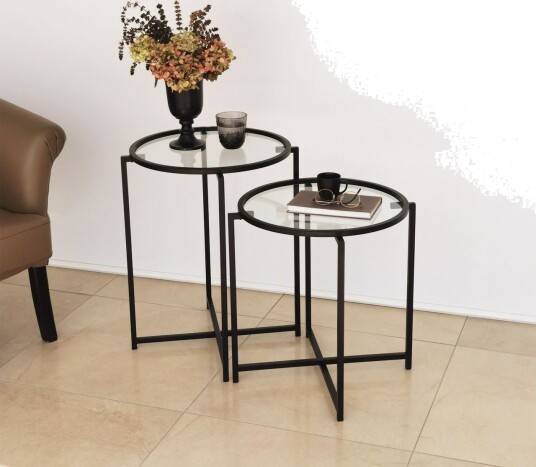 Akeno Sidebord 60x50 cm Svart - Hanah Home