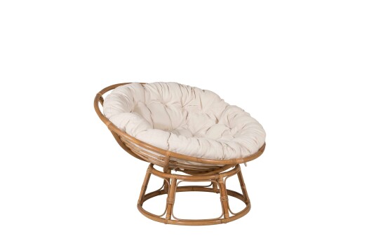 Venture Design Bonnie lounge lenestol Natur med offwhite pute Spinnfunksjon Natur