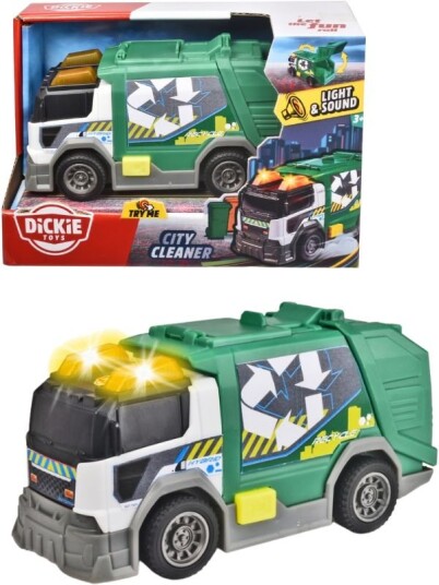 Dickie Toys grønn søppelbil med lys og lyd 46 cm