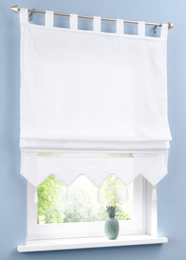 bonprix Liftgardin med heklekant 1 (H/B: 140/45 cm),2 (H/B: 140/60 cm),3 (H/B: 140/80 cm),4 (H/B: 140/100 cm),5 (H/B: 140/120 cm) hvit