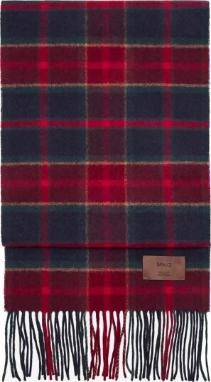 Mango 100% Wool Checked Scarf - RED - One Size