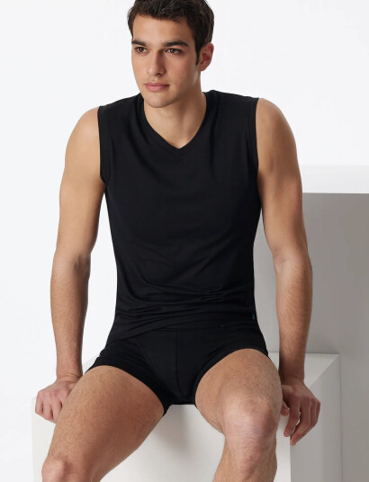 Schiesser Tank Top - Black - S