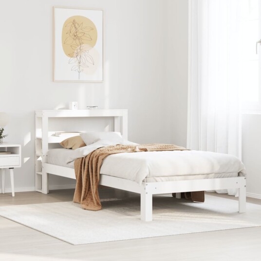 Sengeramme med hodegavl hvit 90x200 cm heltre furu 3306042