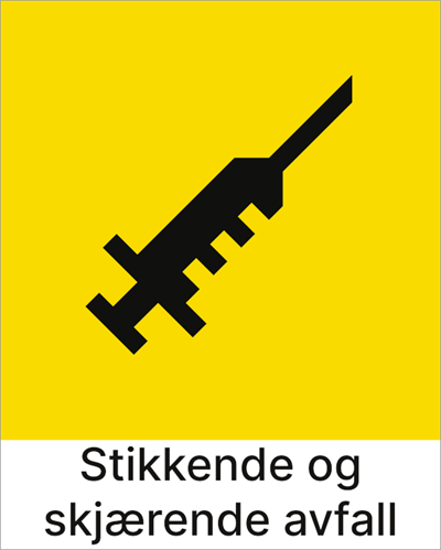 Jo Safety Kildesorteringsskilt Stikkende skjærende avfall KI5102 Jo Safety Kildesorteringsskilt Stikkende skjærende avfall KI5102