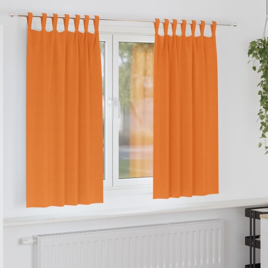  Gardiner med gardiner 2 pcs Lys oransje Polyester