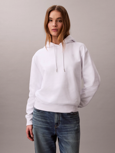 Calvin Klein Long Sleeve Relaxed Mono French Terry Hood Hvit XXL