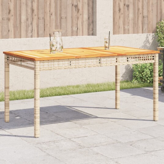  Hagebord beige 140x80x75 cm polyrotting og akasie 366278
