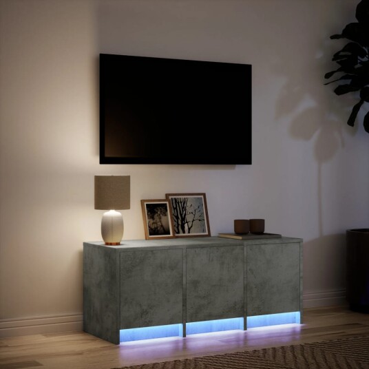 TV-benk med LED betonggrå 97x34x40 cm konstruert tre TV-benk med LED betonggrå 97x34x40 cm konstruert tre