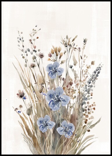 Gentle Watercolor Wildflowers Plakat / 100x150