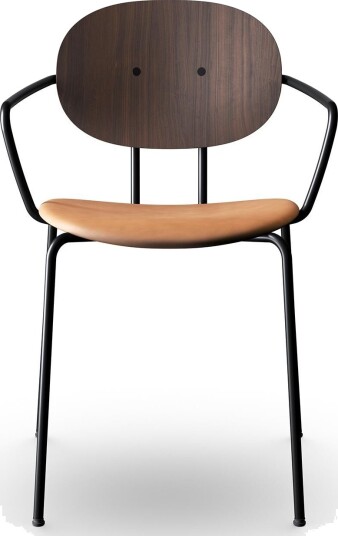 Sibast Furniture Piet Hein Spisestol Sort med Armlener Valnøtt og Konjakkskinn