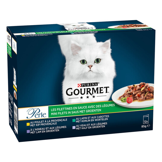 Gourmet Perle Blandet Utvalg 12 X 85 G Mini Filletti I Saus Med Grønnsaker