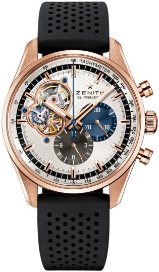 Zenith Herreklokke 18.2040.4061 69.R576 El Primero Sølvfarget/Gummi Zenith Herreklokke 18.2040.4061 69.R576 El Primero Sølvfarget/Gummi