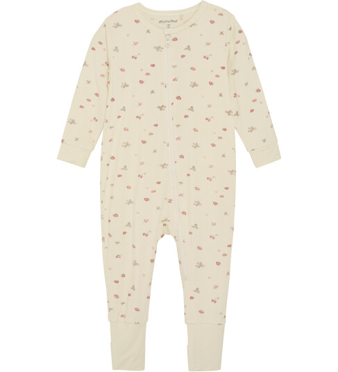 Minymo Nattdrakt Viskose Strawberry Ice m. Mansikka Minymo 68 Nattdrakt Beige 62