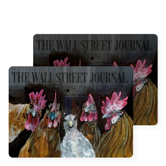 Lisa Törner Art Bordbrikke Roosters of Wall Street 30x40 cm 2 stk svart