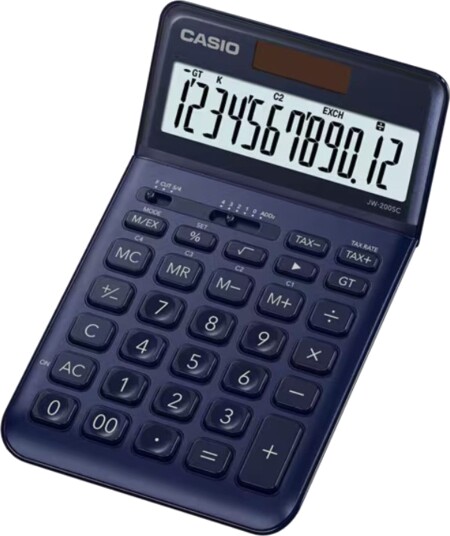 Casio Jw 200sc Ny Kalkulator 12 Siffer Mørk Blå