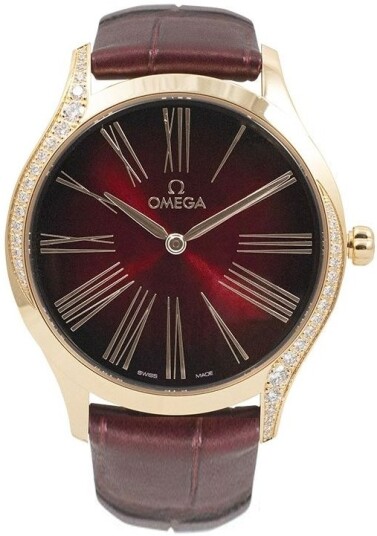 Omega Dameklokke 428.58.36.60.11.001 De Ville Tresor Rød/Lær Ø36 mm